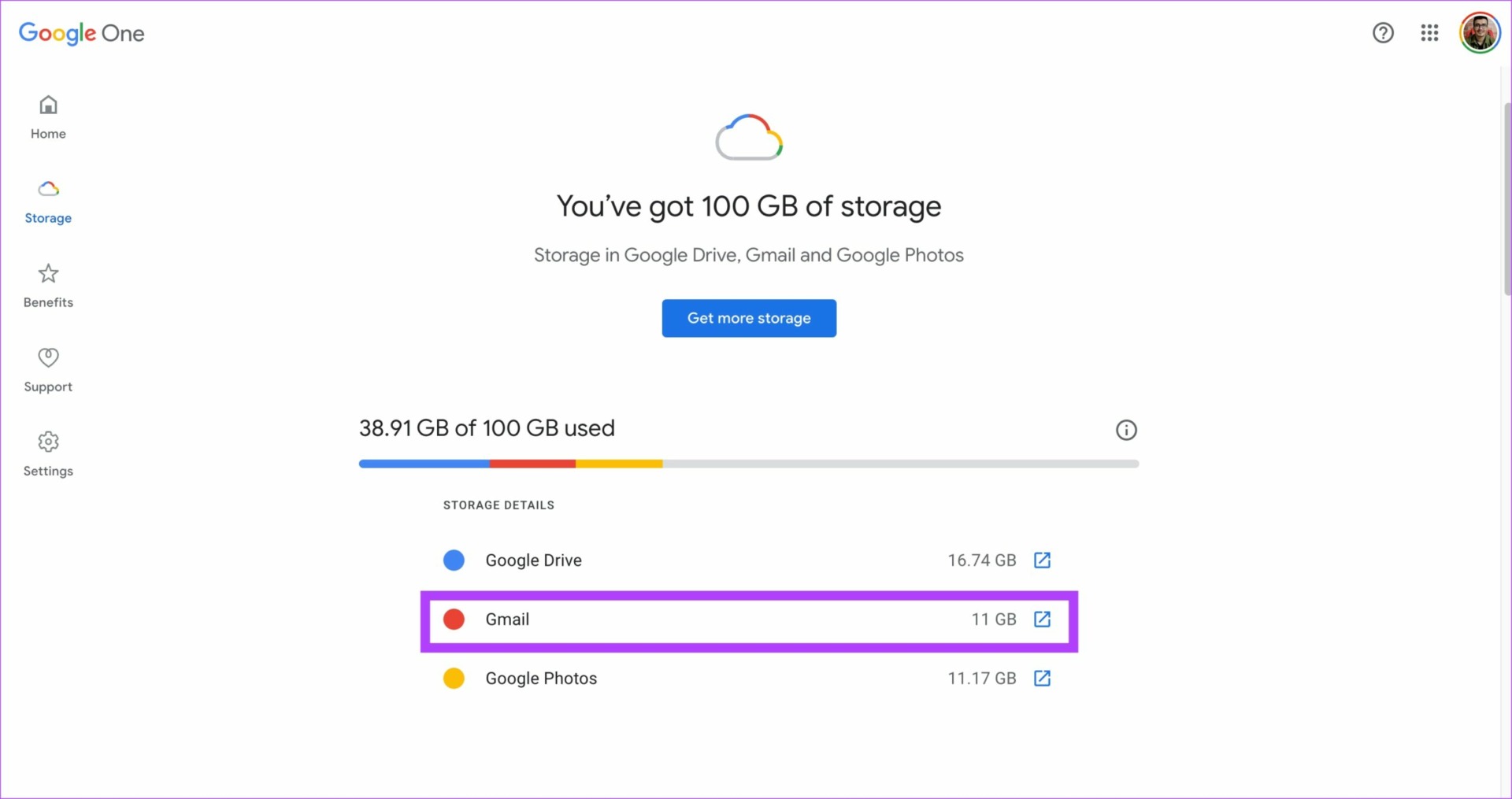 Gmail storage on drive