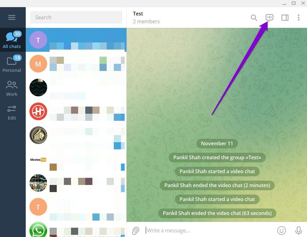 Group Chat in Telegram for PC