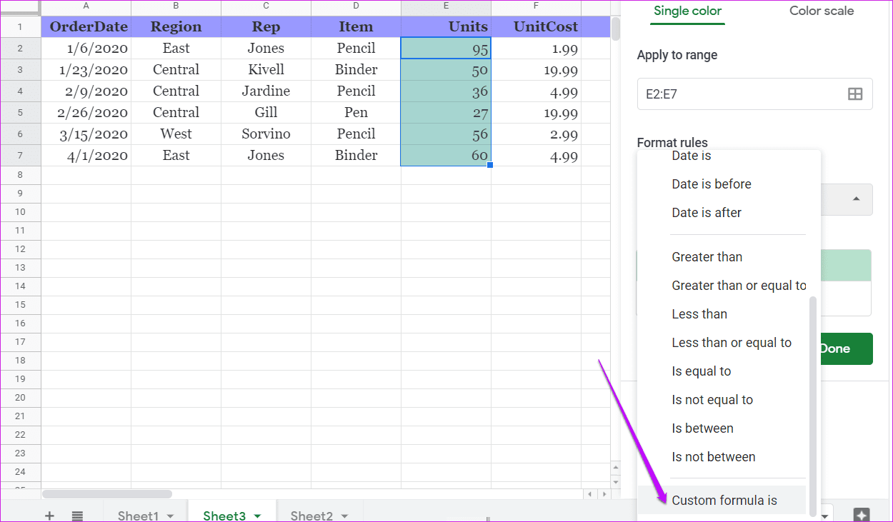 Guide to Using Conditional Formatting in Google Sheets 11