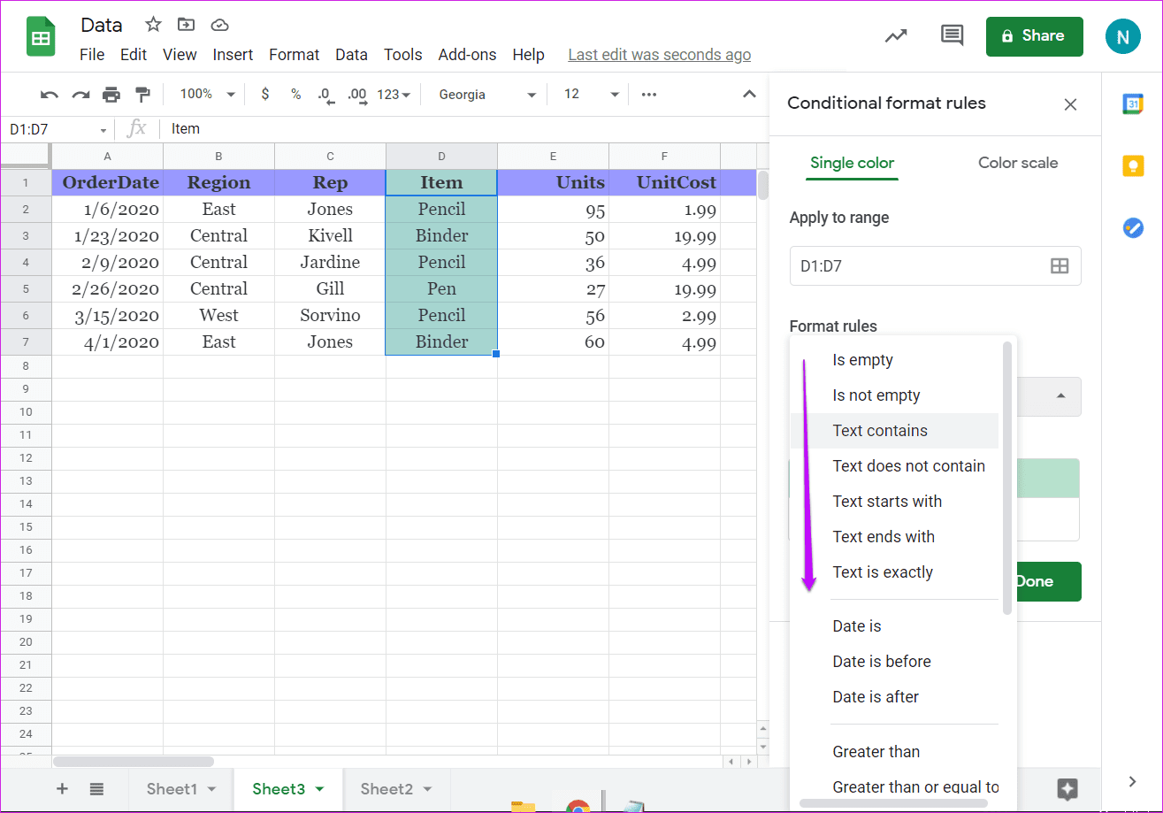 Guide to Using Conditional Formatting in Google Sheets 2