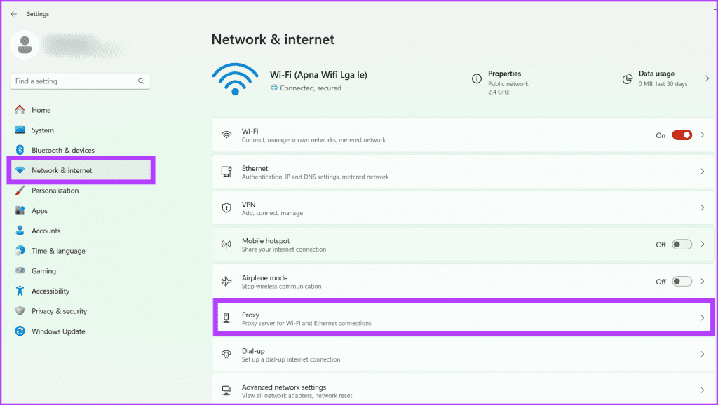 Head to Network Internet and select Proxy