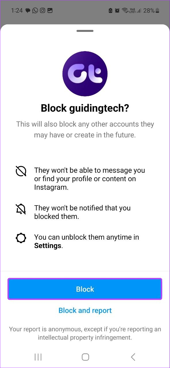 Block the User on Instagram