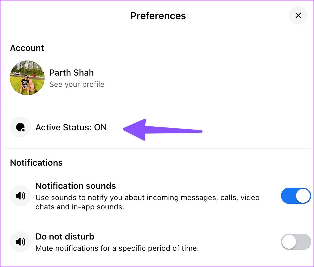 active status on Messenger