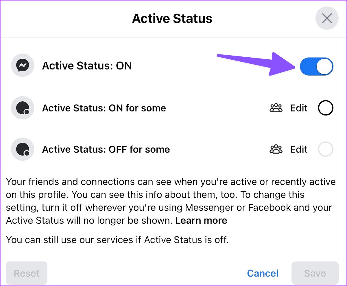 disable active status on Messenger