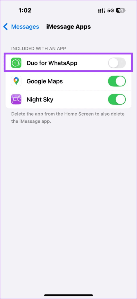 Hiding iMessage Apps from the Settings menu