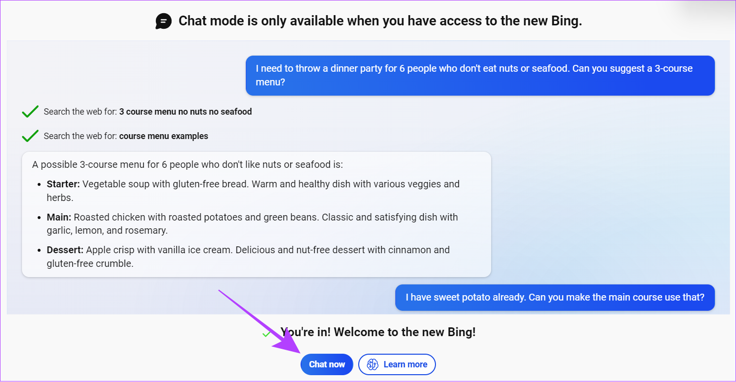 Hit chat not to use Bing Chat on any browser