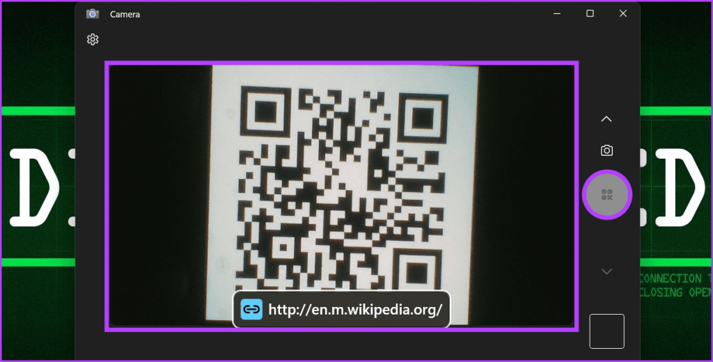 Hold your QR code in front of your computers camera