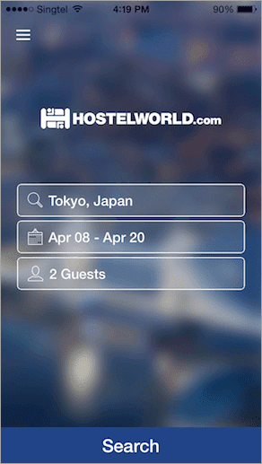 Hostel World Main Search