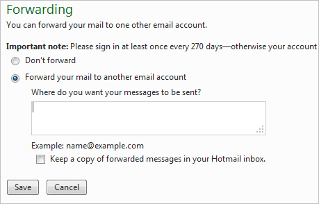 Hotmail Forward Address