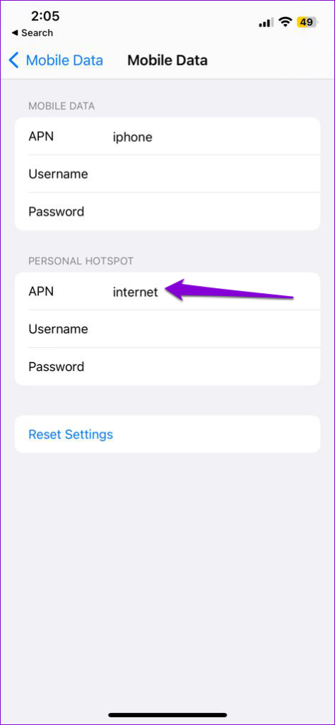 Hotspot APN Settings on iPhone