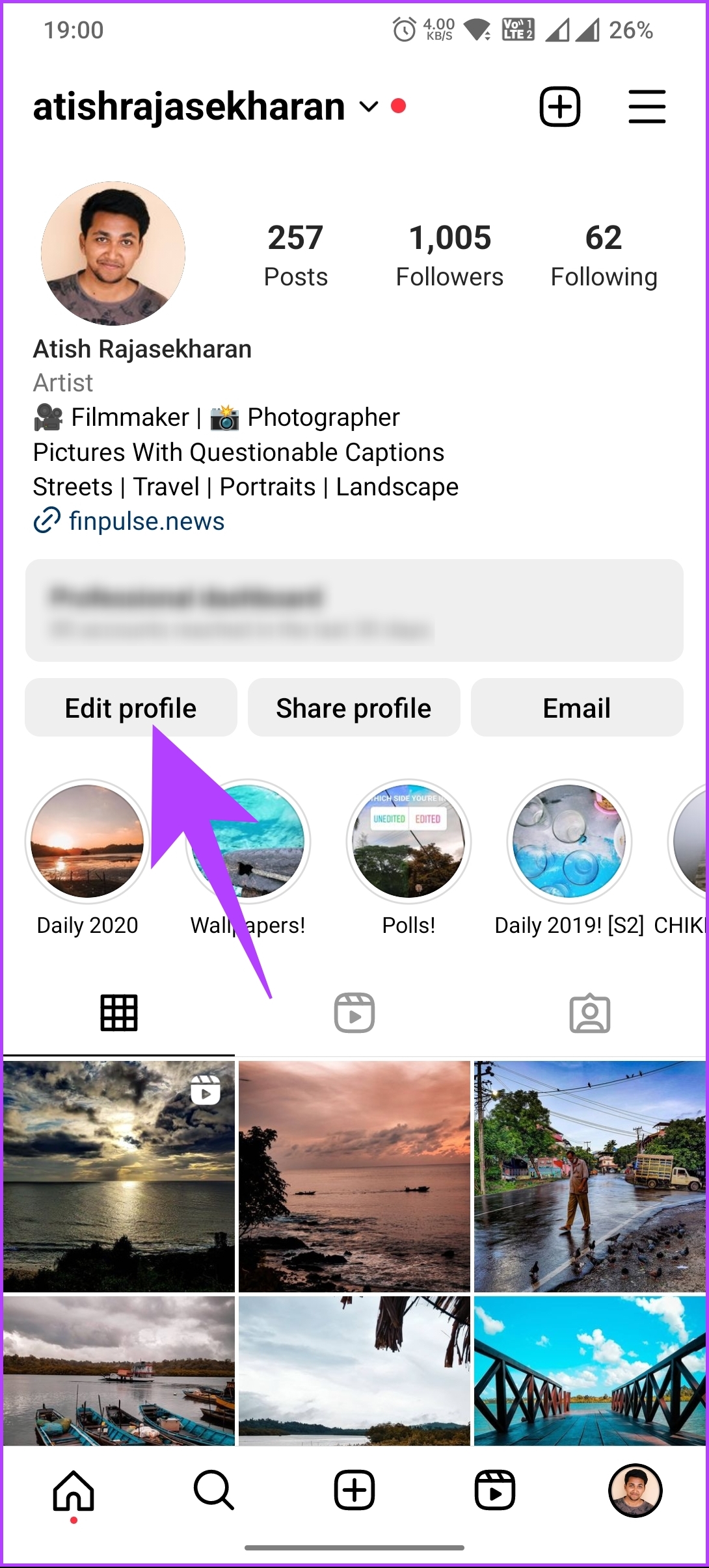 Tap on the Edit profile