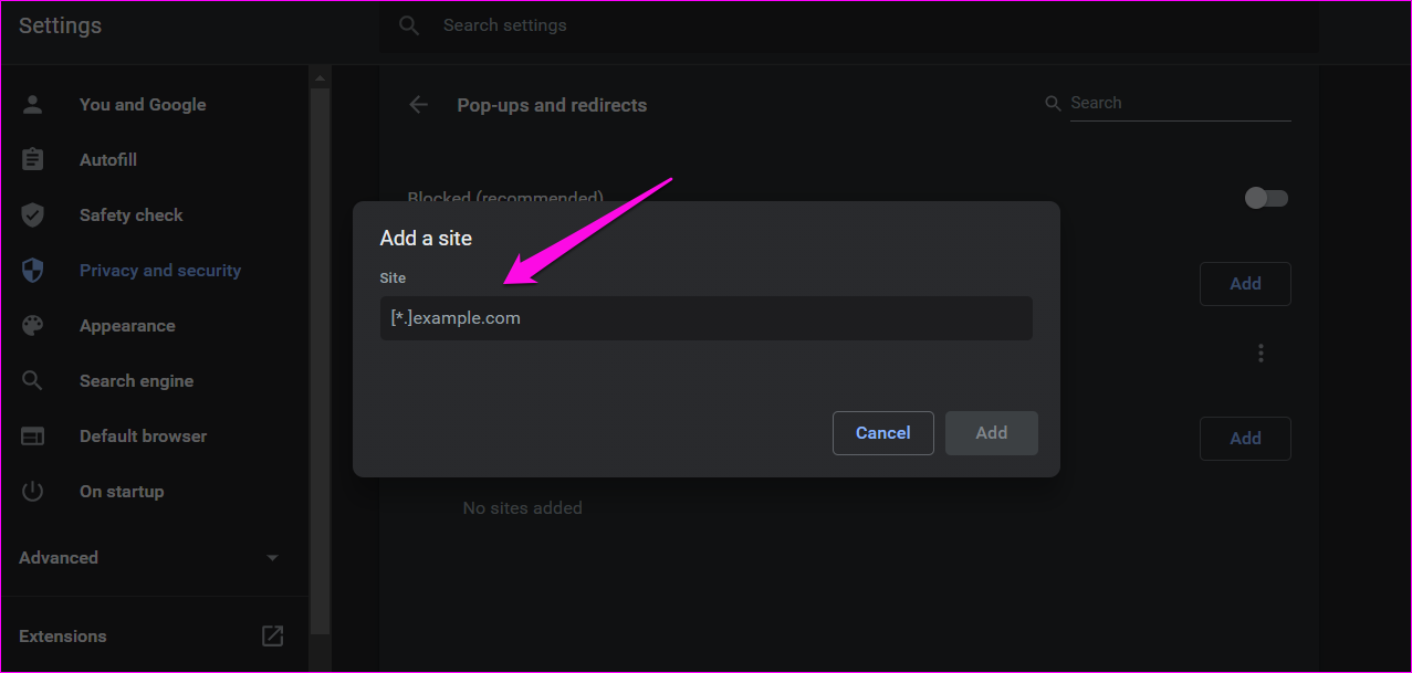 How to Allow Pop Ups for Select Sites in Google Chrome 6