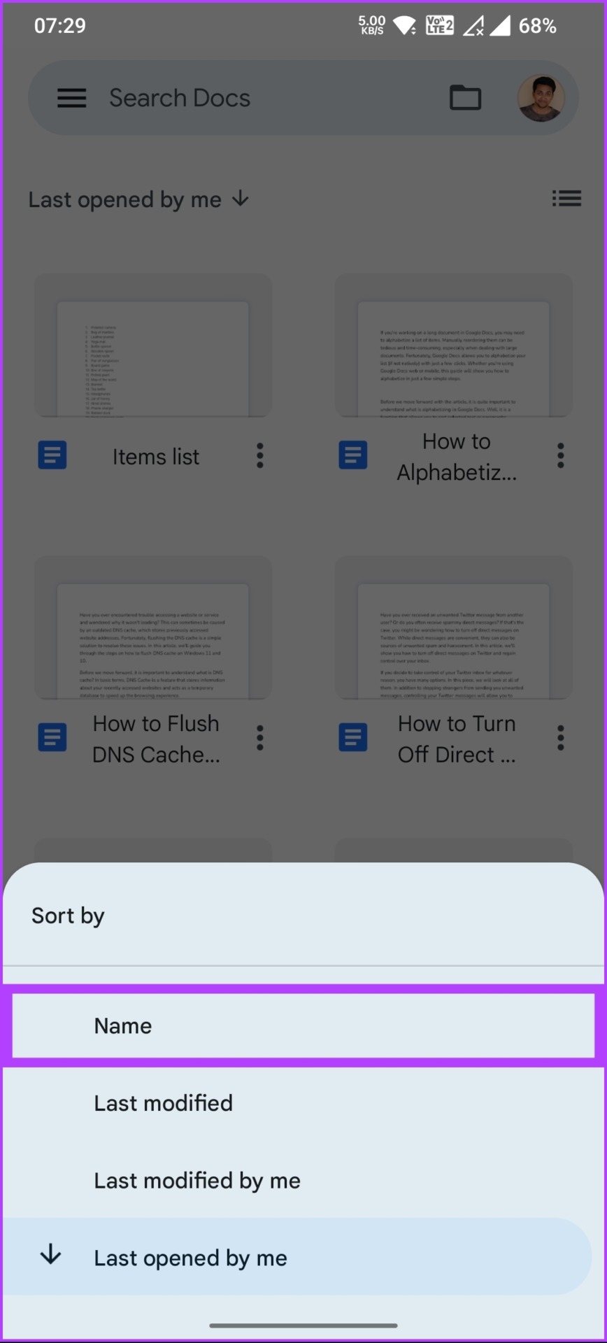 select sort by Name