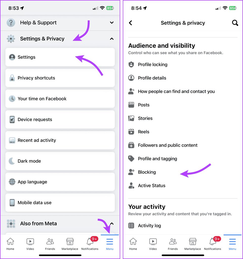 Go to Facebook Settings and select Blocking