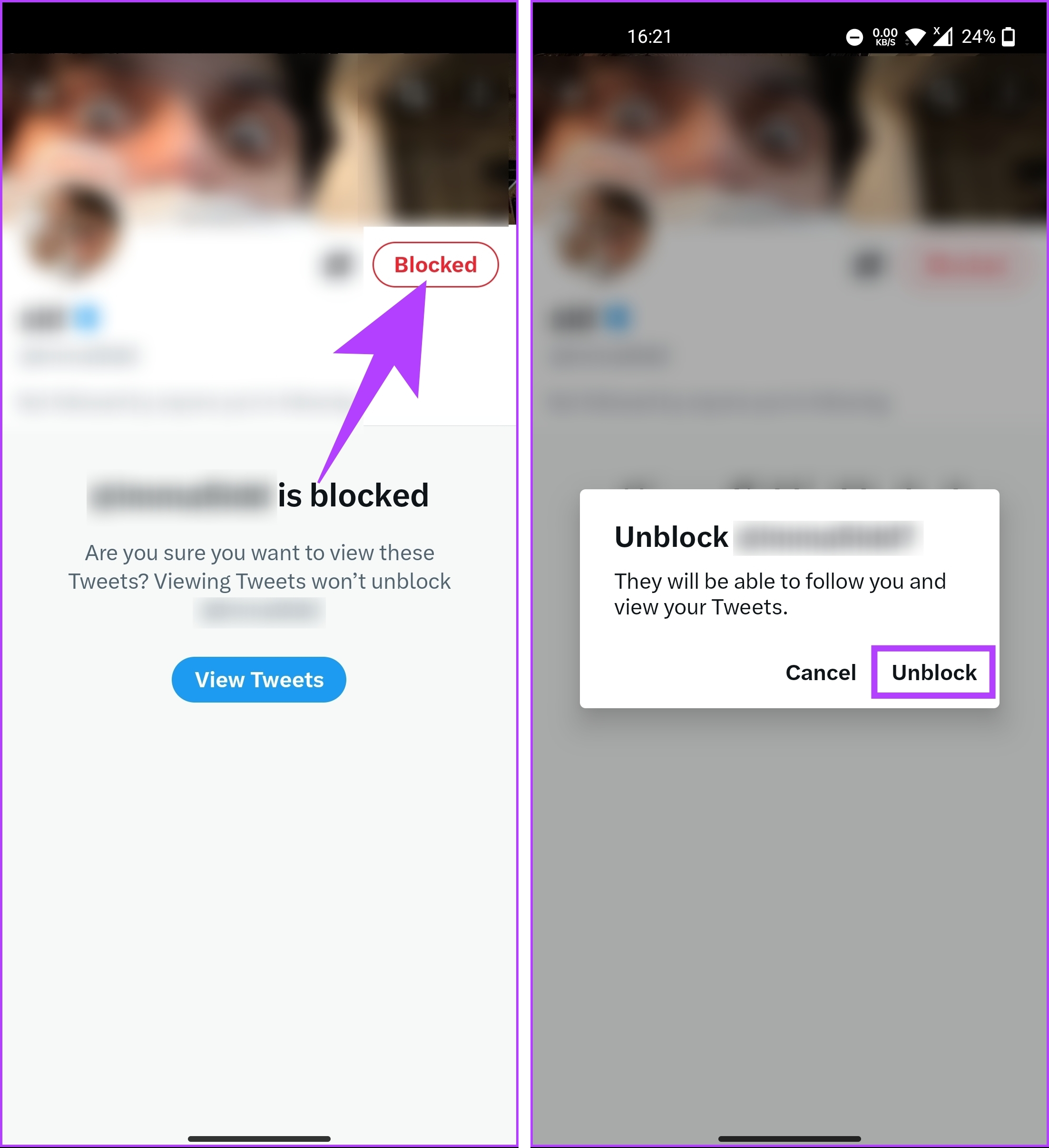 select 'Unblock [username].