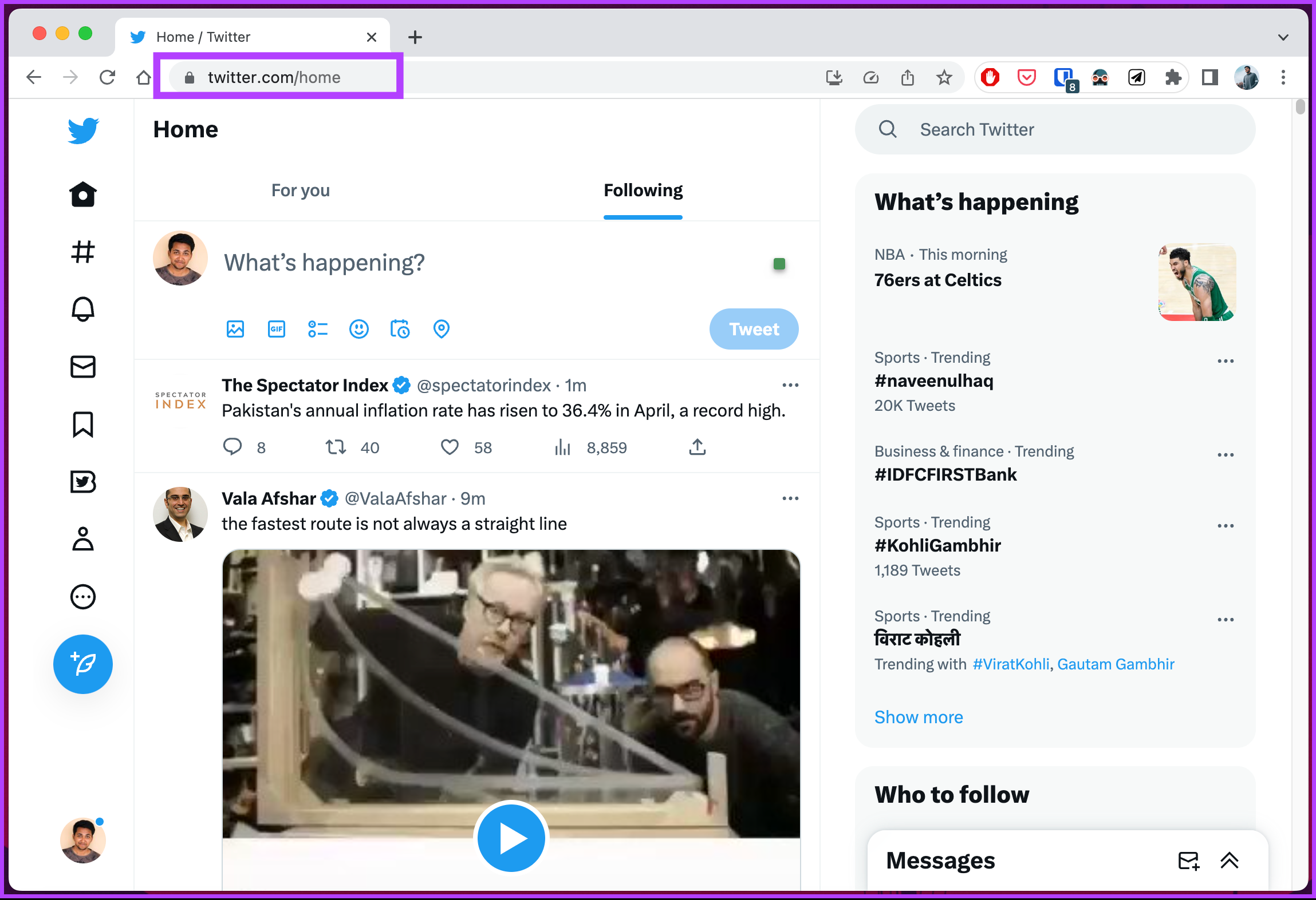 Open Twitter in your preferred browser