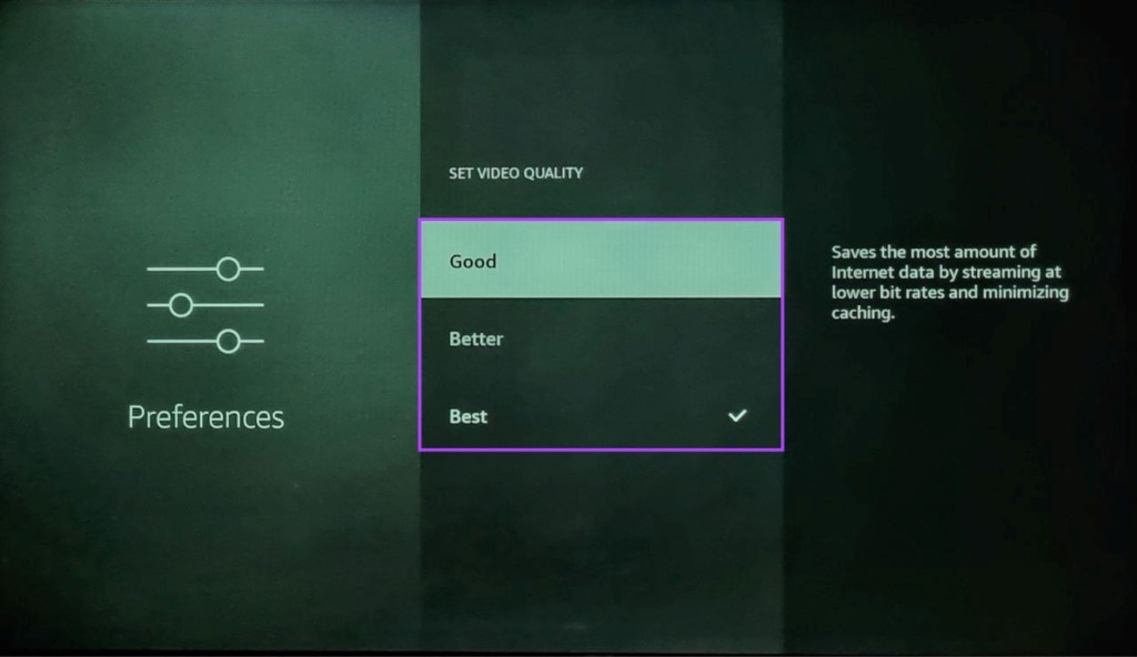 Select the ideal streaming quality