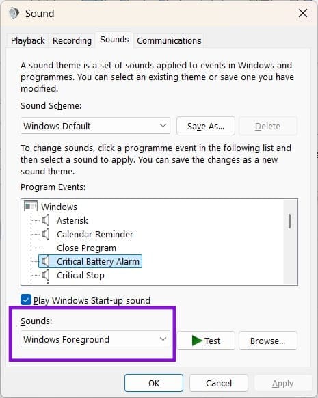 How to Change Event Sounds in Windows 11 4