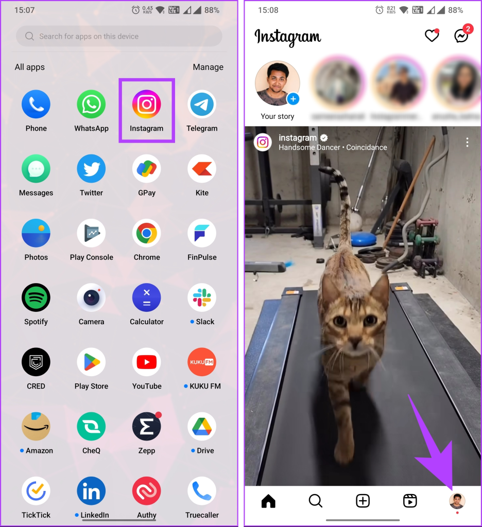 tap on your profile picture in the bottom navigation