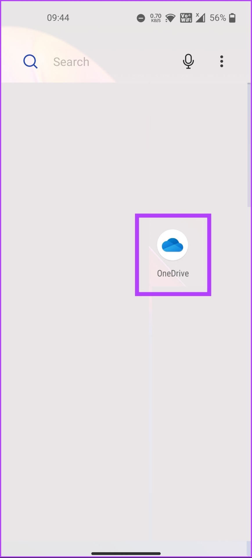 برنامه OneDrive را باز کنید
