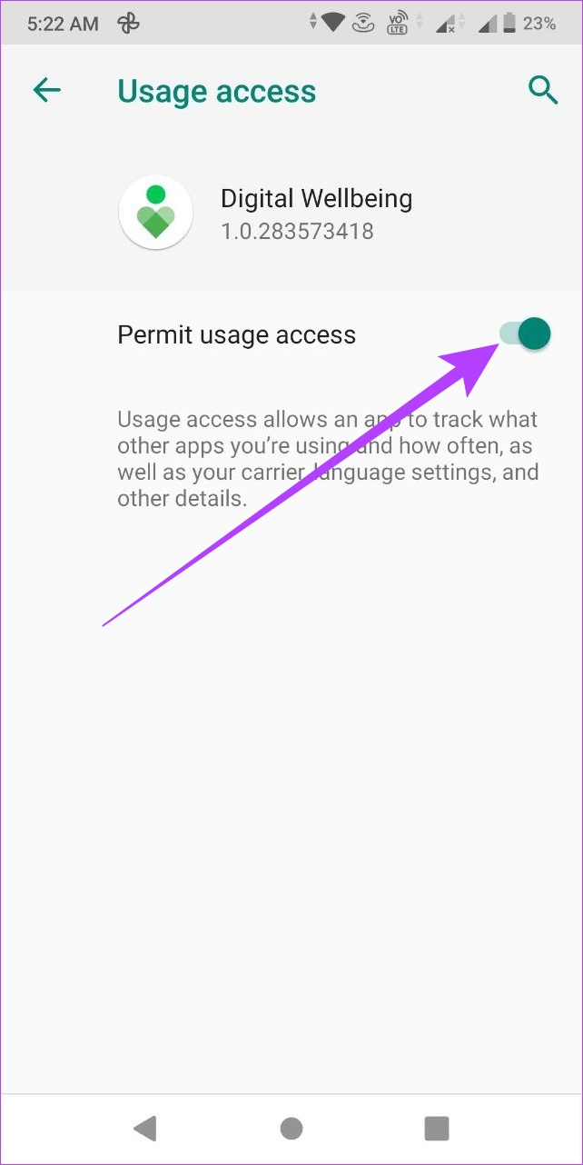 Turn the Permit usage access toggle off