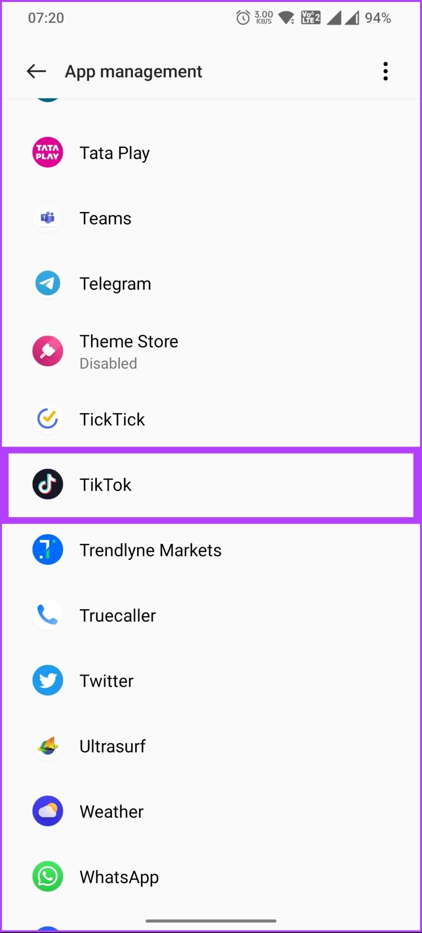 scroll down to select TikTok