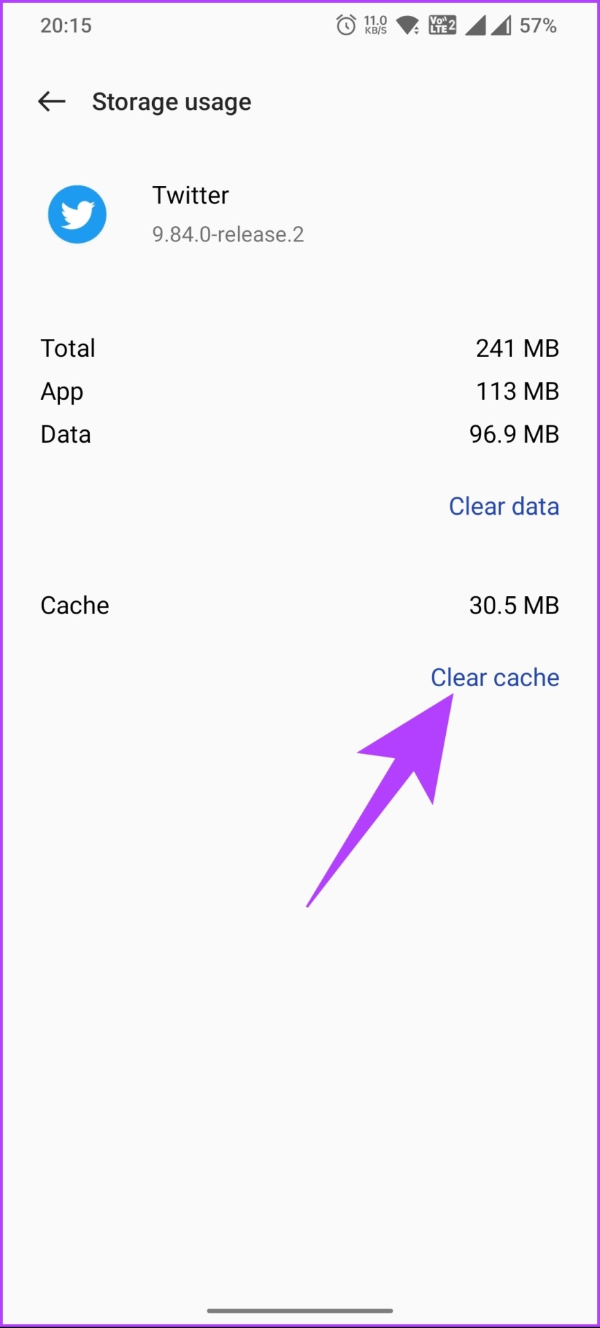 tap on Clear cache