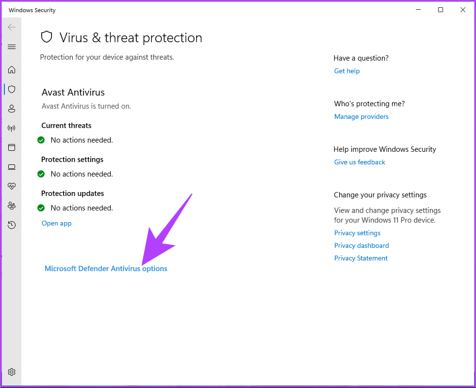 expand ‘Microsoft Defender Antivirus Options