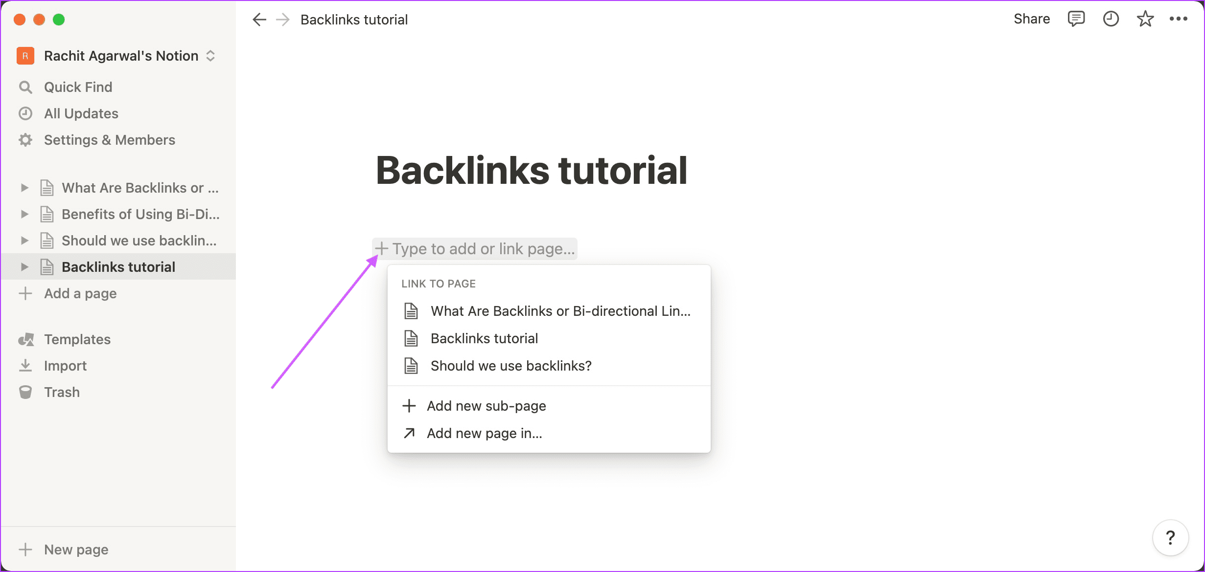 How to Create Backlinks in Notion 1