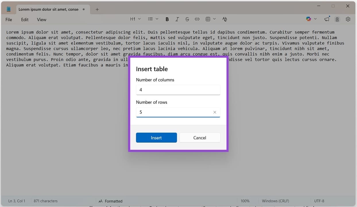 How you can Create Tables in Home windows 11 Notepad How to Create Tables in Windows 11 Notepad 2