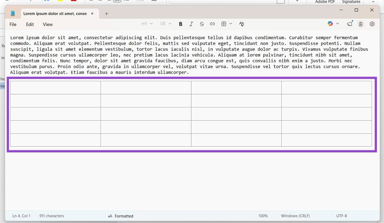 How you can Create Tables in Home windows 11 Notepad How to Create Tables in Windows 11 Notepad 3