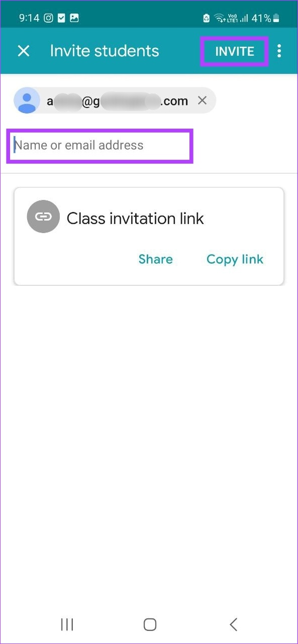 After adding the students tap on Invite