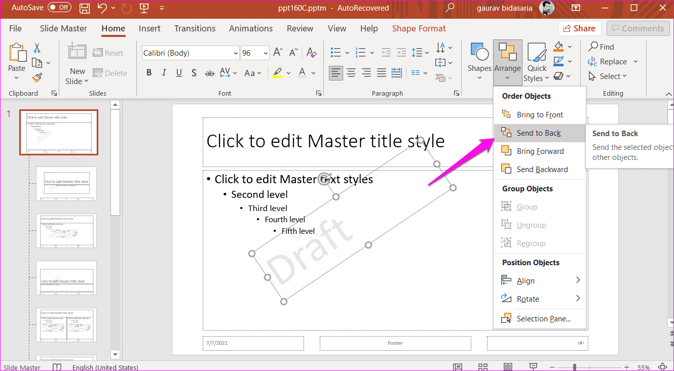 How to Create and Add Watermark in Power Point Slides 7