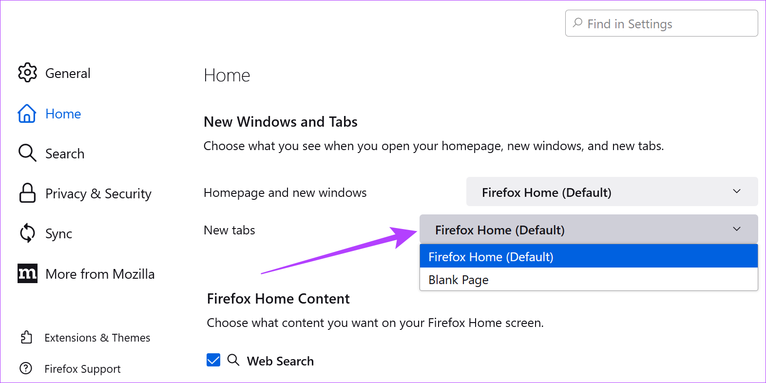 Click on the New tabs drop-down