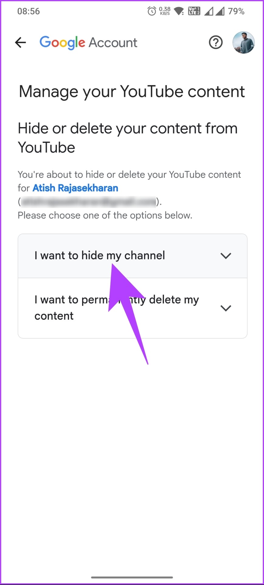 select 'I want to hide my channel'