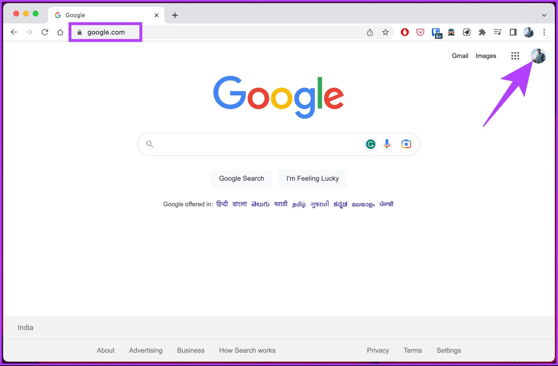 Go to Google from your preferred browser