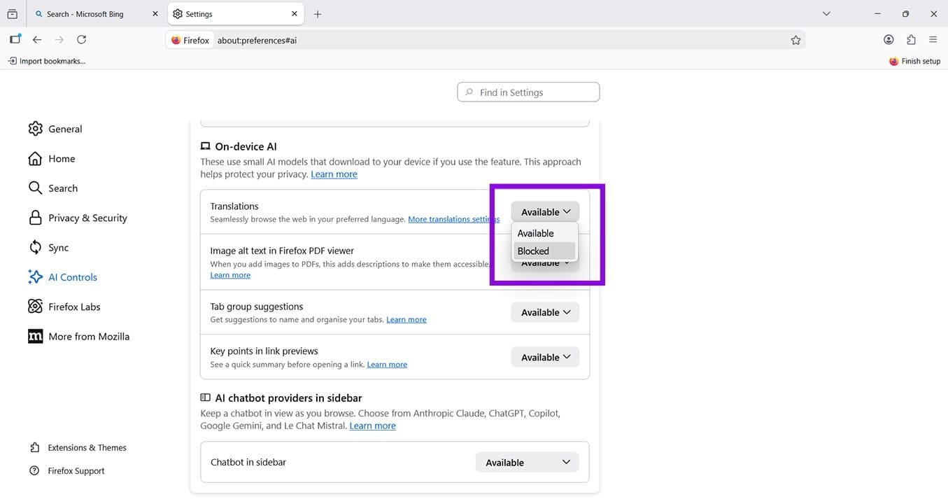 So deaktivieren Sie die gesamte KI in Firefox 5
