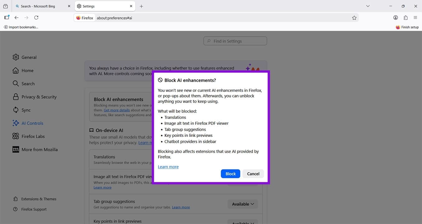 So deaktivieren Sie die gesamte KI in Firefox 8