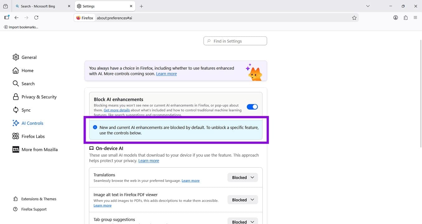 So deaktivieren Sie die gesamte KI in Firefox 9