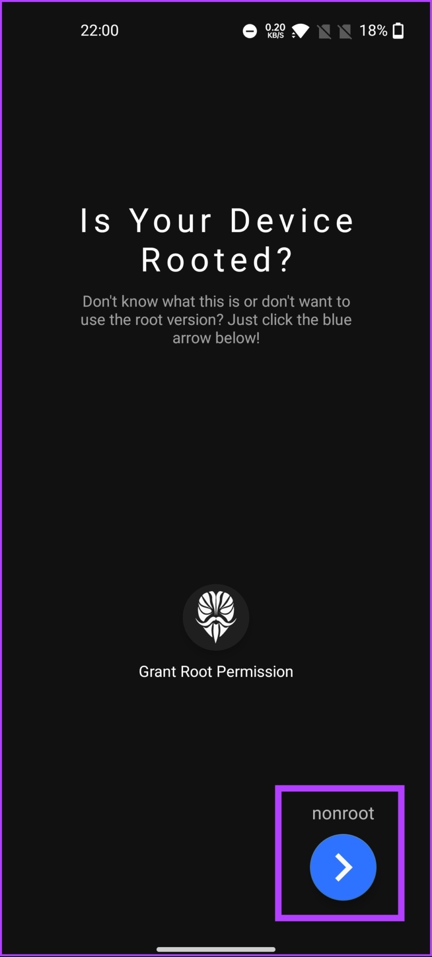 tap on Grant Root Permission