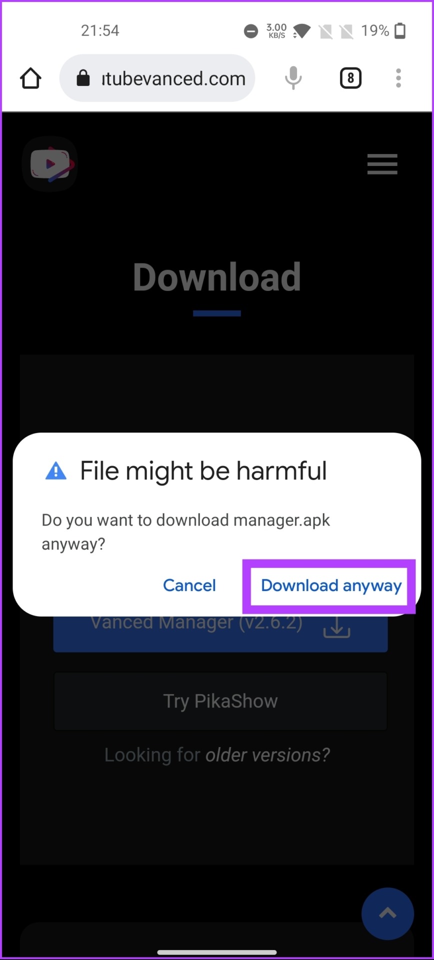Click Download anyway