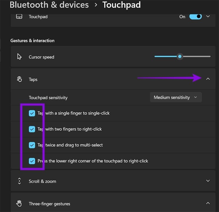 So deaktivieren und aktivieren Sie Windows 11 Touch-Gesten 3