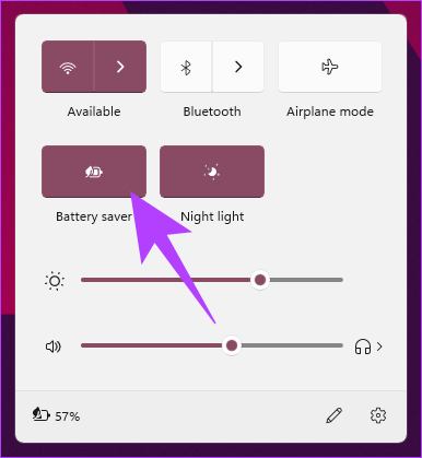 single-click on Battery saver