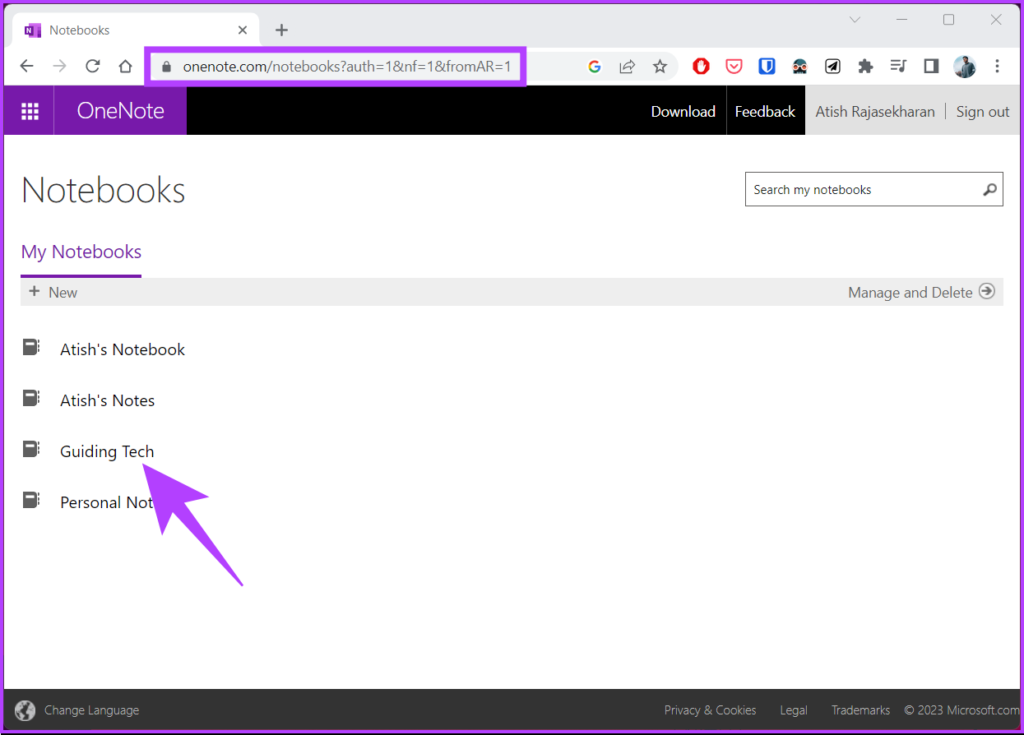 Go to OneNote and open the notebook