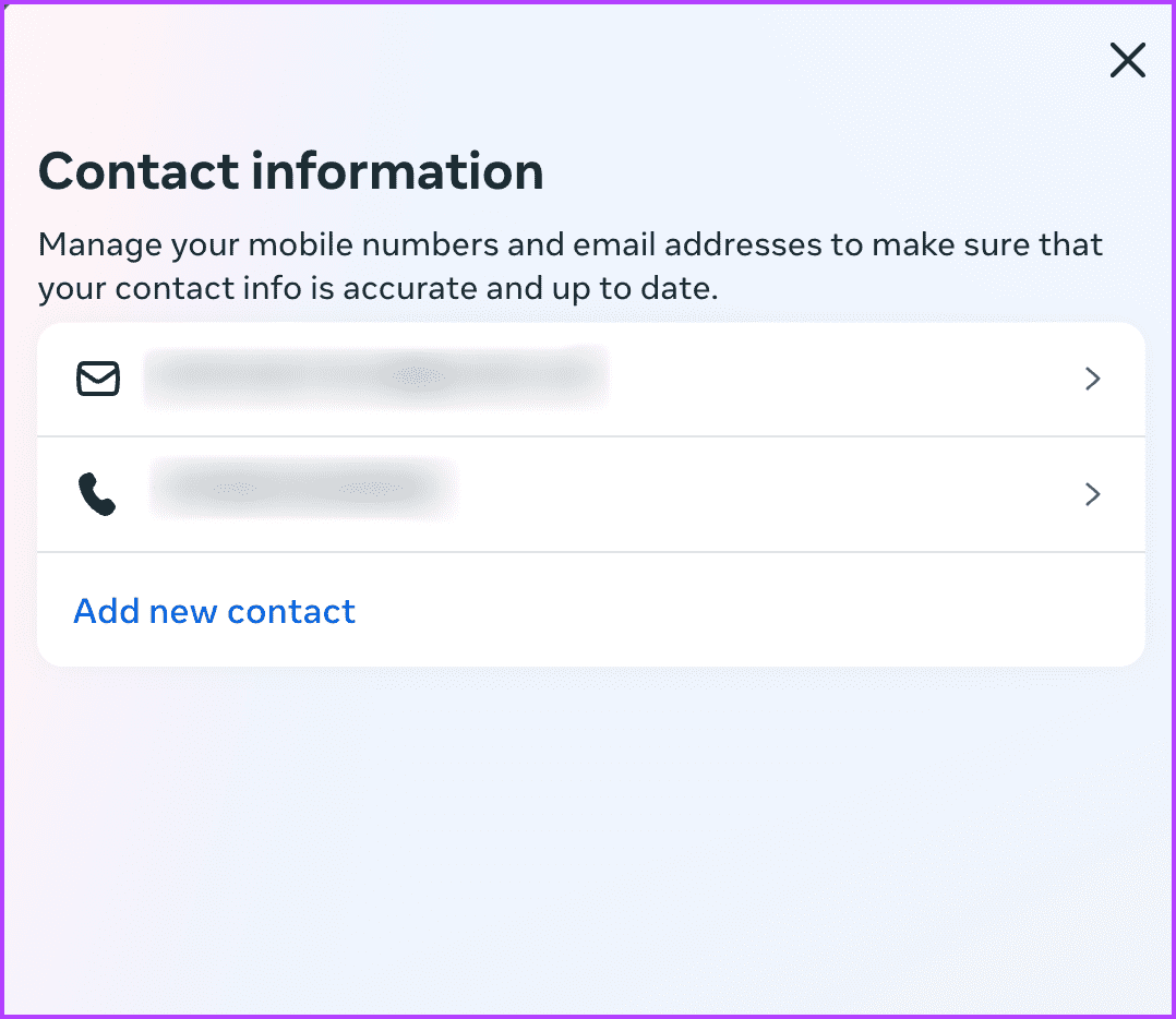 View your contact info on Facebook