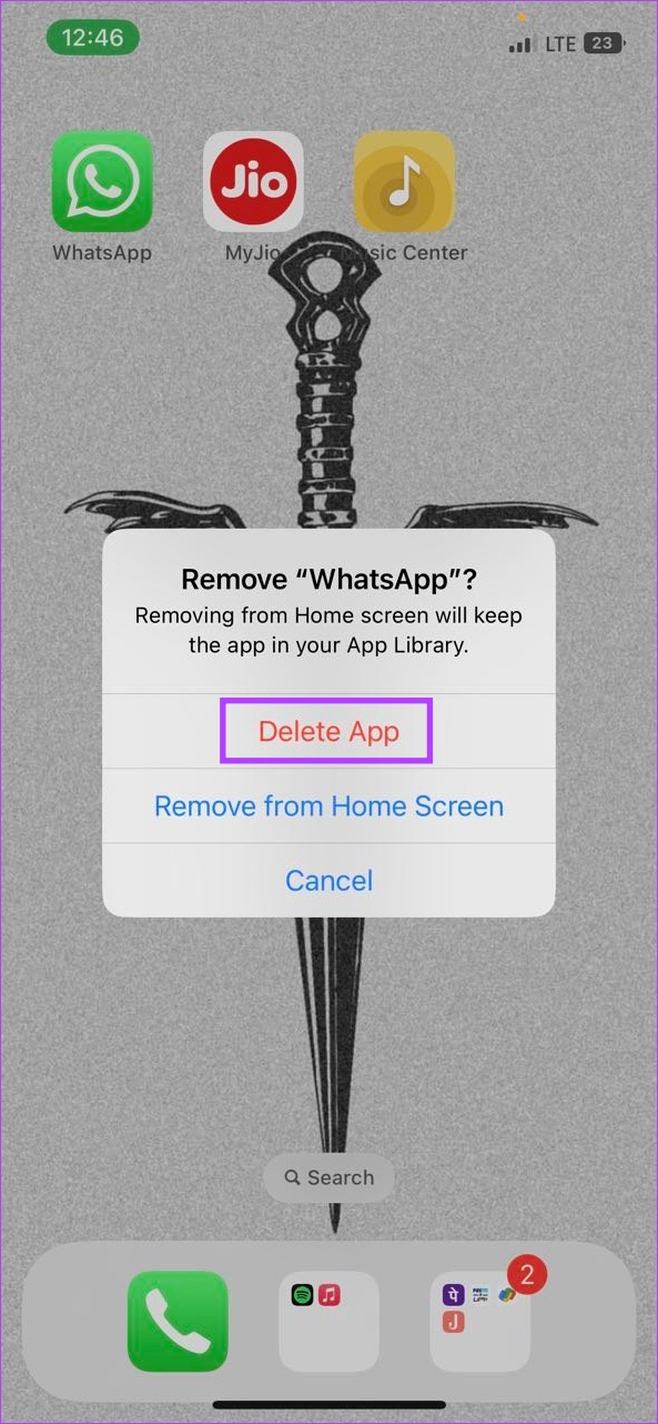 Tap on Delete App