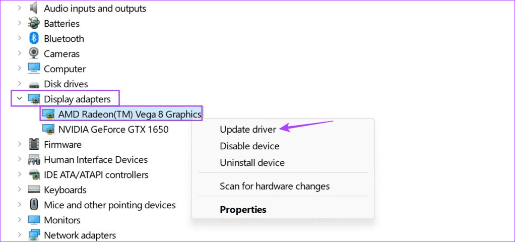 Click on Update driver