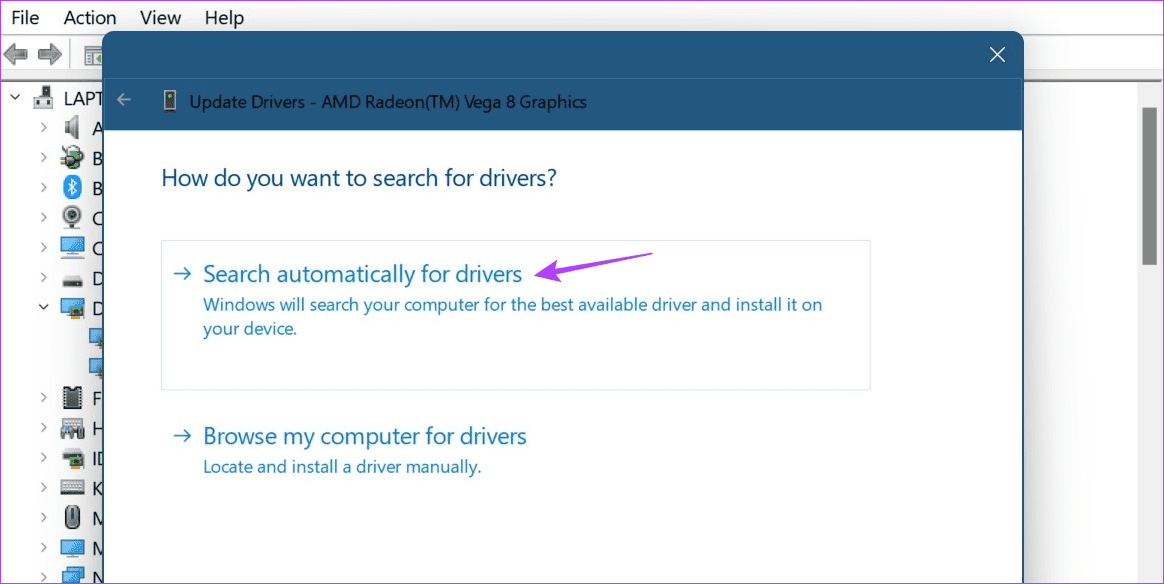 Search online for driver updates