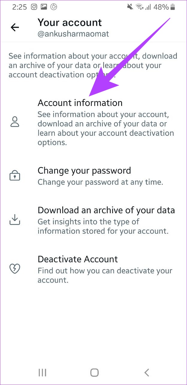 Tap on Account information