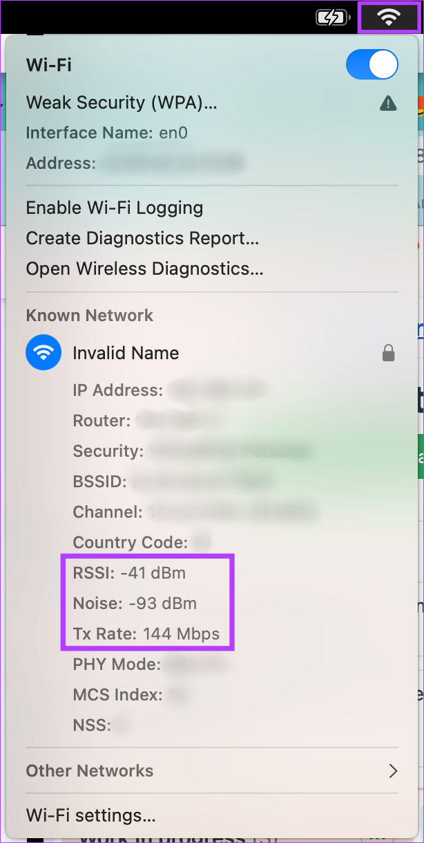 Check Wi-Fi signal on Mac
